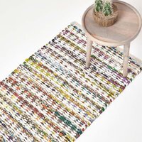 Homescapes Handwoven Multi Coloured Cotton Diamond Chindi Rug - Multi Colour / 200cm