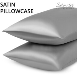 Silk Satin Pillowcase Pair - Silver - thumbnail 2