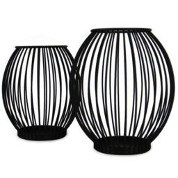 Cage Candle Holders - Set of 2  - Black - thumbnail 4