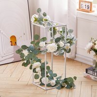 Artificial Vine Garland Eucalyptus Leaves Rose Flower Cirrus Hanging Wall Decor - Green - image 1