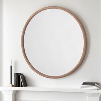 Solid Oak Round Wall Mirror - Oak - thumbnail 1