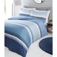 Chicago Microfiber Polyester Stripe Duvet Set With Pillowcase - Blue / Double - image 1