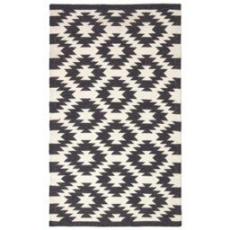 Homescapes Zurich Handwoven Black White Cotton Geometric Kilim Rug - Black / 150cm - thumbnail 2
