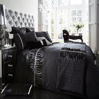 Premium Polycotton Alina Duvet Cover With Pillowcases - Black