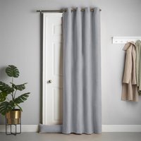 Velvet Chenille Thermal Fleece Lined Ring Top Door Curtain - Silver