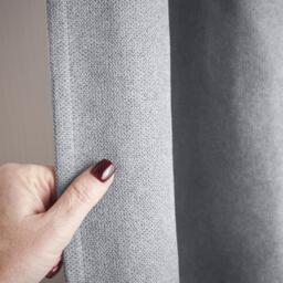 Velvet Chenille Thermal Fleece Lined Ring Top Door Curtain - Silver - thumbnail 5