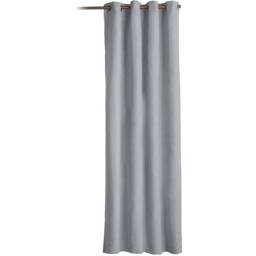 Velvet Chenille Thermal Fleece Lined Ring Top Door Curtain - Silver - thumbnail 4