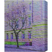 London Lonely Tree Graphic Art Wrapped on Canvas - Purple / 46cm