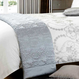 Ingram Luxury Percale Embroider Damask Duvet Cover and Pillowcase Set - White - thumbnail 3