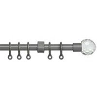 13 - 16mm Silver Crystal Ball Metal Curtain Pole Set - Silver / 120cm - thumbnail 1