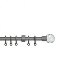 13 - 16mm Silver Crystal Ball Metal Curtain Pole Set - Silver / 120cm - thumbnail 2