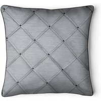 Pintuck Pleat With Gem Stud Detail Cushion - Silver