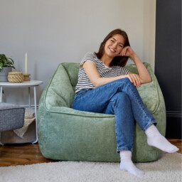 icon Natalia Giant Chenille Armchair Bean Bag - Green - thumbnail 3