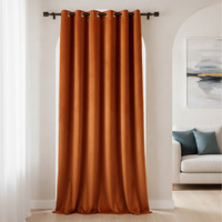 Luxurious Matte Velvet Fully Lined Door Panel Curtain - Orange - image 1