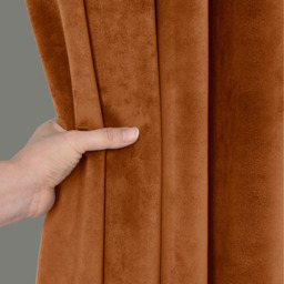 Luxurious Matte Velvet Fully Lined Door Panel Curtain - Orange - thumbnail 3