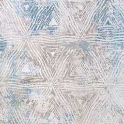 Distressed Abstract Geo Motif Living Area Rug - Blue / 240 x 70cm - thumbnail 3