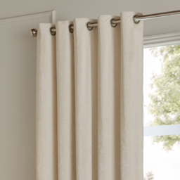 Lustre Velvet Fully Lined Eyelet Curtain Pair - Ivory / 229cm / 168cm - thumbnail 5