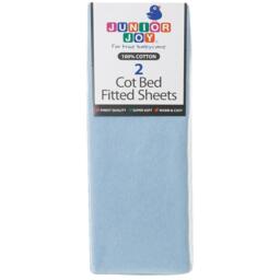 Junior Joy Cot Bed Cotton Fitted Sheet Pack of 2 - Blue - thumbnail 2