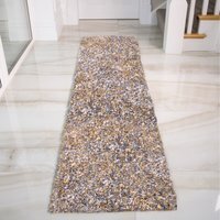 Super Soft Ochre Yellow Grey Mottled Shaggy Area Rug - Ochre Yellow / 240 x 60cm - image 1