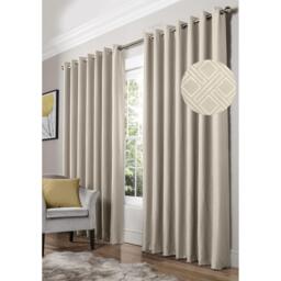 Diamond Blackout Eyelet Curtains - Cream / 117cm / 183cm - thumbnail 3