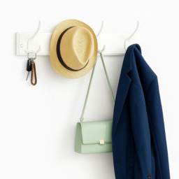 Wall Mounted 4 Coat Hooks In White MDF - White - thumbnail 2