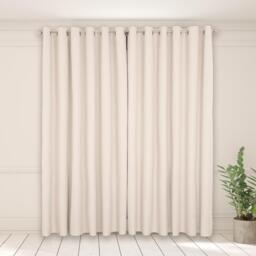 Woven Texture Pair of Eyelet Curtains - Cream / 228cm - thumbnail 2