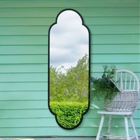 The Duplici Black Double Arched Garden Wall Mirror - Black / 170cm