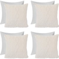 Pack Of Cable Knit Filled Cushions - Cream / 4 - thumbnail 1