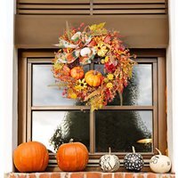 Festive Pumpkin Maple Leaf Wreath - Multicolor - image 1