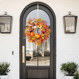 Festive Pumpkin Maple Leaf Wreath - Multicolor - thumbnail 2
