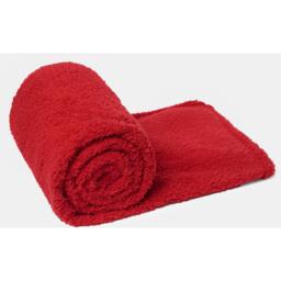 Soft Plain Teddy Fleece Throw - Red / 240cm - thumbnail 4