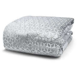 Luxury Metallic Geometric Foil Pattern Bedspread - Silver / King - thumbnail 2