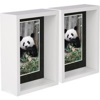 "5"" x 7"" 3D Deep Box Photo Frames - 4"" x 6"" Mount - Pack of 2 - White/Black / 17.5cm" - image 1