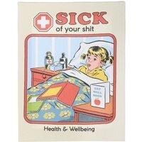 Sick Of Your Shit Canvas Plaque by Steven Rhodes - 19x25cm Wall Art - Blue