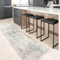 Distressed Abstract Geometric Accent Living Area Rug - Blue / 240 x 70cm - thumbnail 1