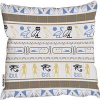 Antique Egyptian Motifs Cushion - Blue / 60cm