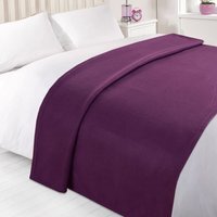 Plain Fleece Throw Blanket - Grape / 150cm
