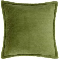 Kallu Faux Fur Cushion - Olive / 80% Polyester, 20% Feather / 45cm