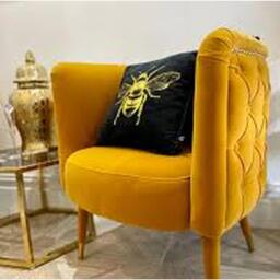 Golden Bee Velvet Reversible Cushion with Tassles - black - thumbnail 2