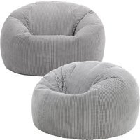 Kingston Classic Beanbag, Corduroy 2 Pack - Light Grey