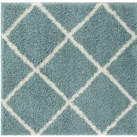 Myshaggy Collection Square Diamond Design Rug - Duck Egg Blue - image 1