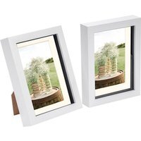"3D Box Photo Frames - 5x7"" with 4x6"" Mount - Pack of 2 - White/Ivory" - thumbnail 1