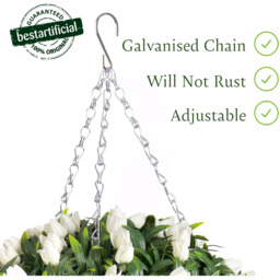Best Artificial 38cm White Lush Tulip Hanging Basket Flower Topiary Ball - White - thumbnail 2