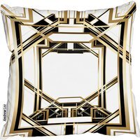 Art Deco Golden Black Frame Cushion - Yellow / 60cm