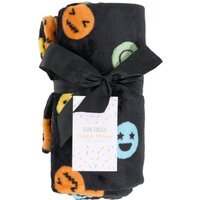 Fun Faces Printed Fleece Throw - Black - image 1