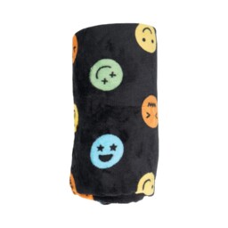 Fun Faces Printed Fleece Throw - Black - thumbnail 2