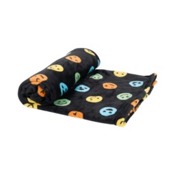 Fun Faces Printed Fleece Throw - Black - thumbnail 3