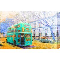 London Bus Green Rear Graphic Art on Canvas - Green / 152cm