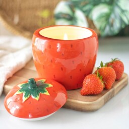Ceramic Fruit Shape Jar and Candle - Strawberry - thumbnail 3