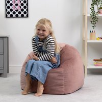 Kids Bean Bag Chair, Velvet Childrens Bean Bag for Girls and Boys - Pink - thumbnail 1